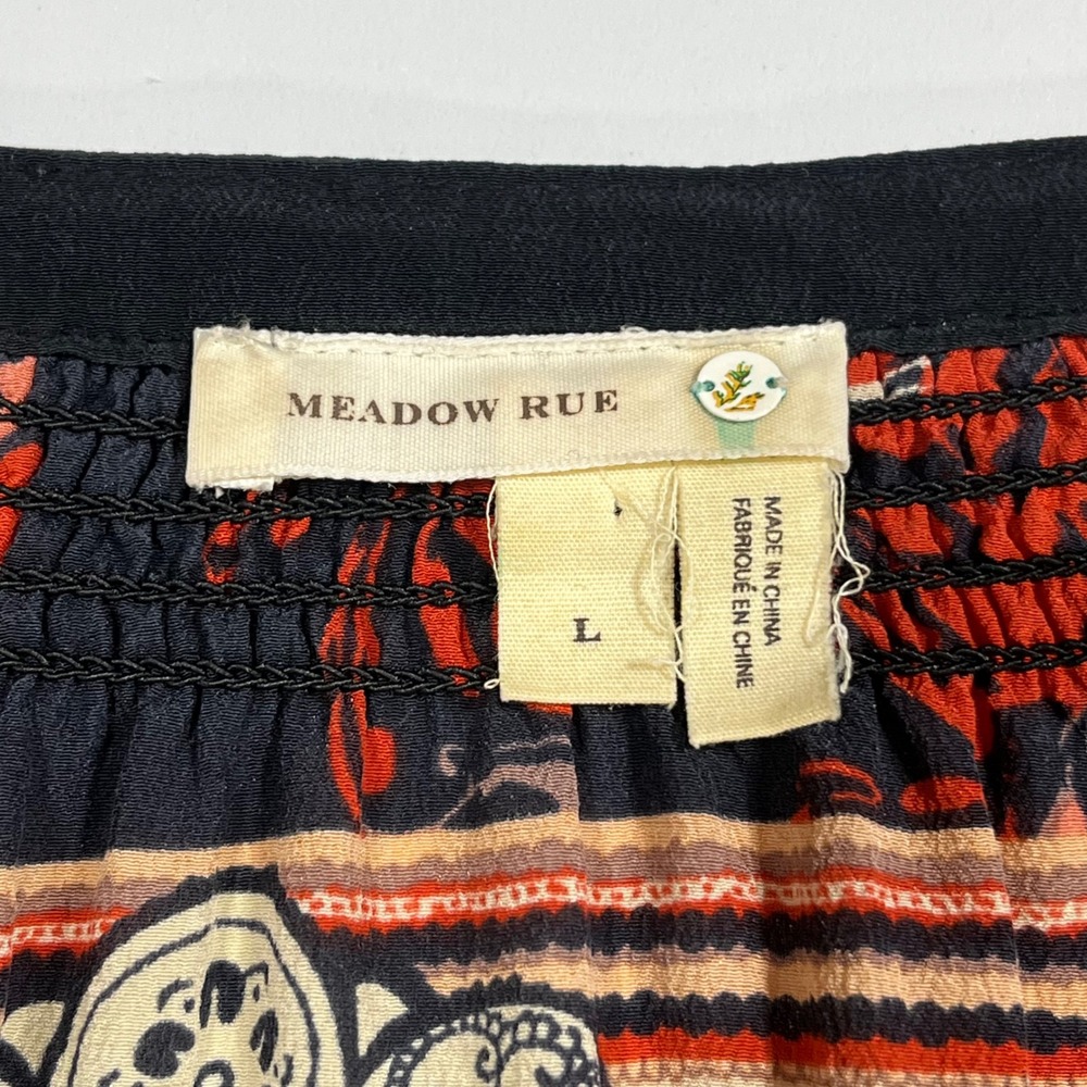 Meadow Rue Silk Floral Paisley Peasant Blouse Womens Large Artsy Old Money Boho - Picture 6 of 10